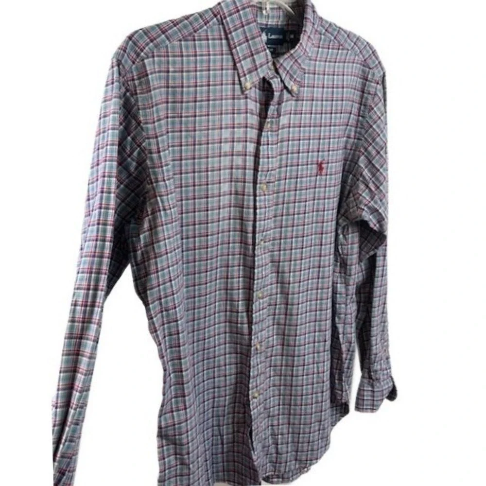 Ralph Lauren Men's Size Medium Plaid‎ Classic Fit Flannel Button Down Shirt